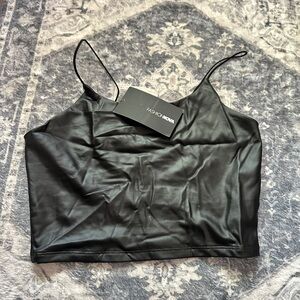 Fashion Nova Black faux leather Crop Top